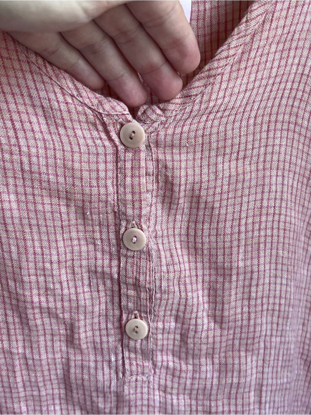 FLAX 100% Linen Pink Plaid Tunic Dress XL Pockets Lagenlook Like New - Picture 5 of 8